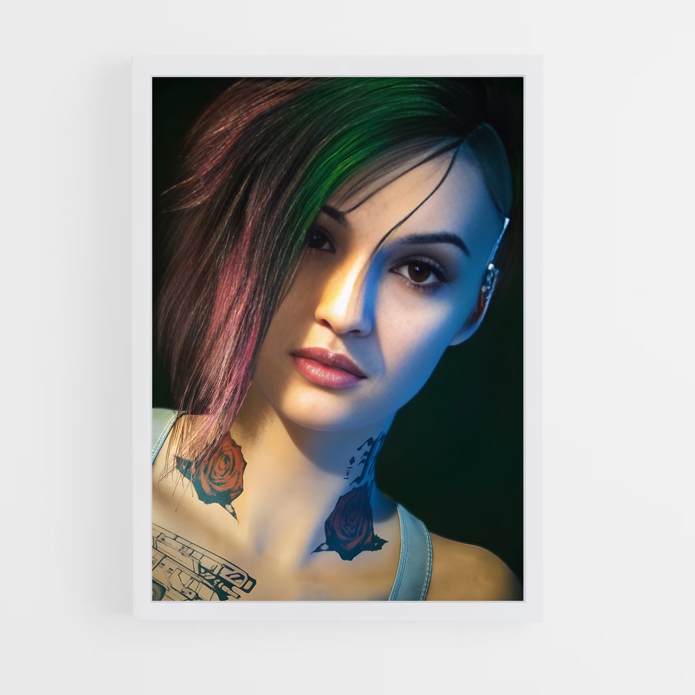 Poster Judy sommeille – affiche Cyberpunk (vue 3)